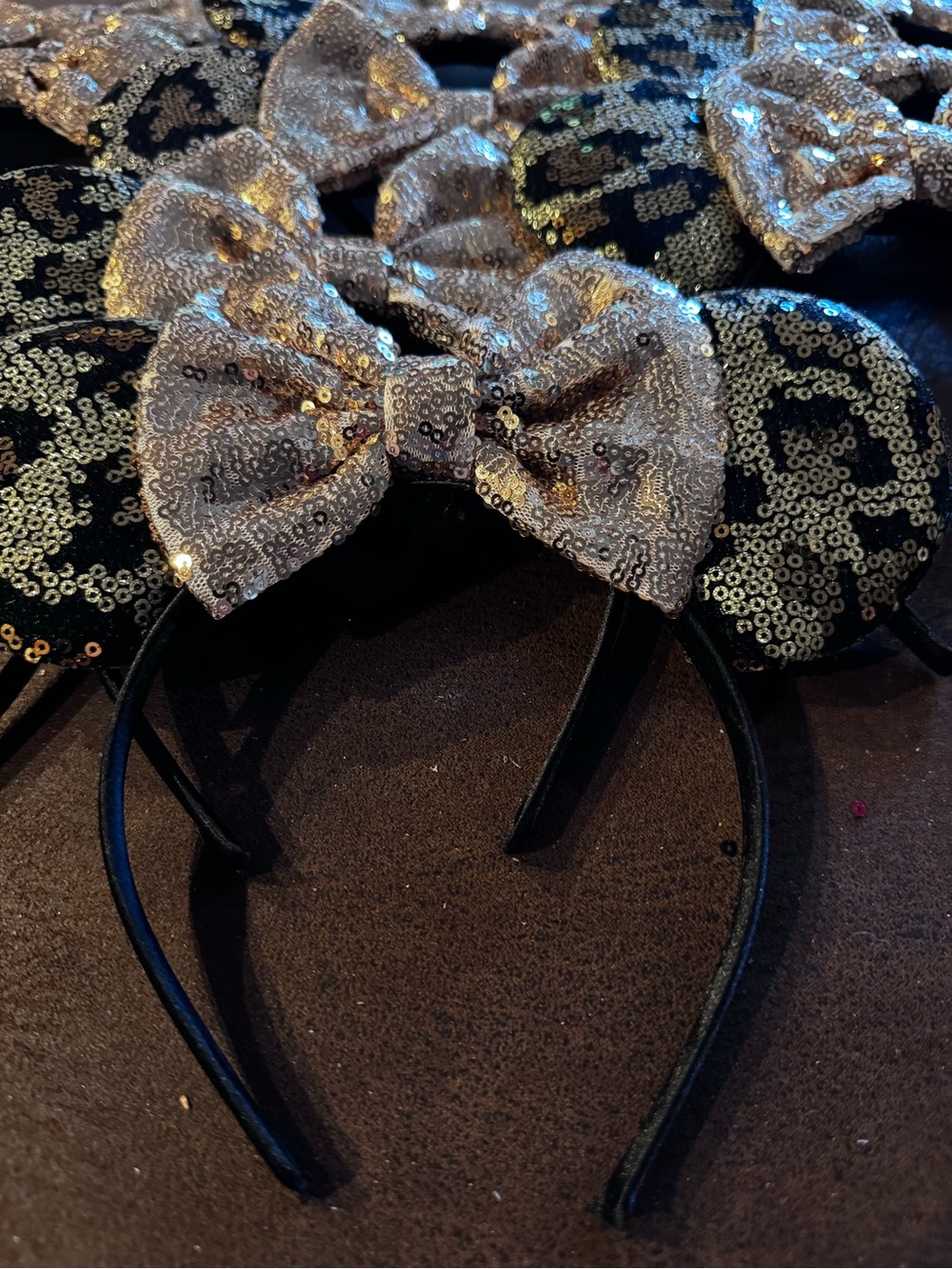 Bulk Lot of 10 New Rose Gold & Leopard Minnie Ear Headbands-Wholesale Pricing